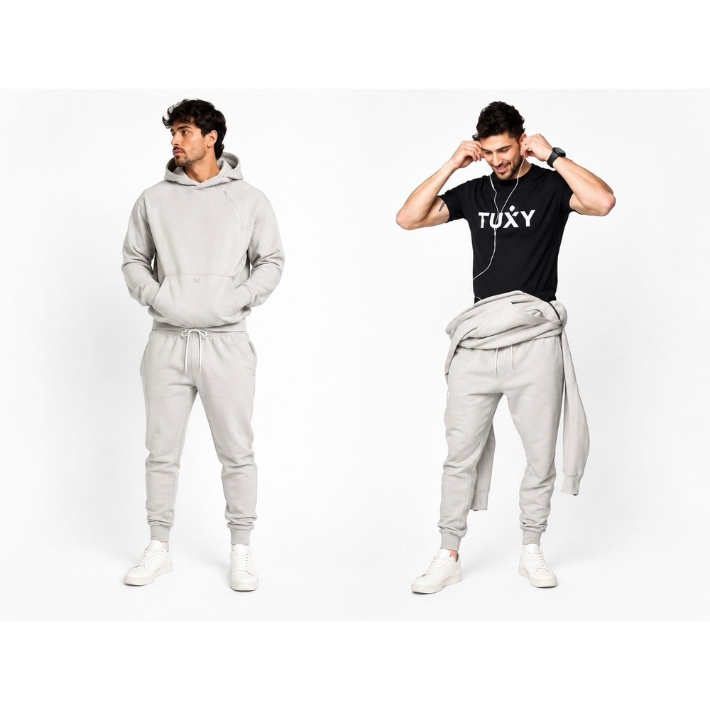 TUXY The Vibe Suit One-Piece Track Sweat Suit Jumpsuit Men L Gray Hooded NWT